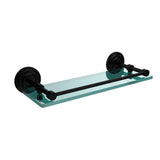 Que New 16 in. L x 3 in. H x 5 in. W Clear Glass Bathroom Shelf with Gallery Rail in Polished Chrome - Super Arbor