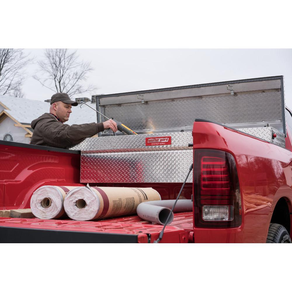 Weather Guard 71.38 in. Diamond Plate Aluminum Full Size Crossbed Truck Tool Box - Super Arbor