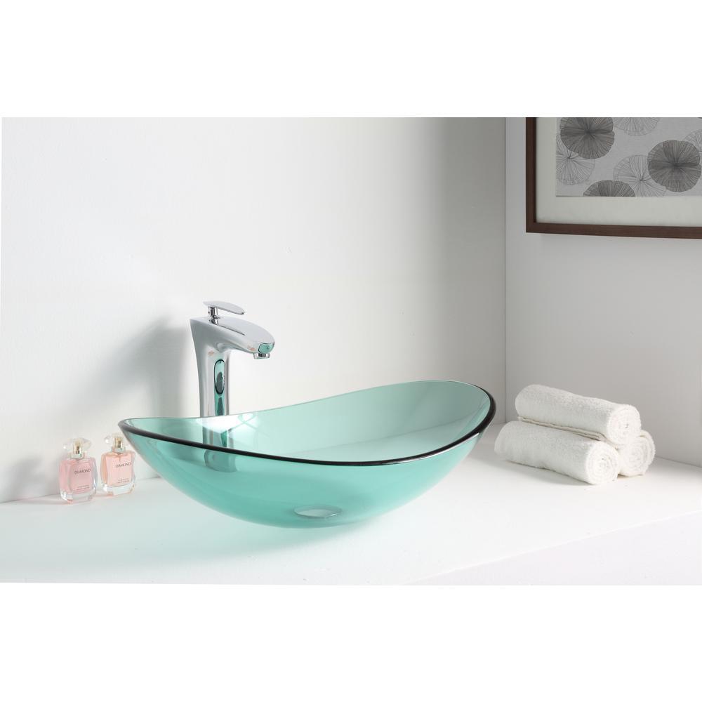 Major Series Deco-Glass Vessel Sink in Lustrous Green - Super Arbor