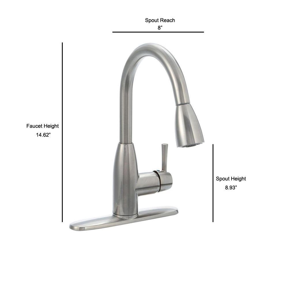 Fairbury Single-Handle Pull-Down Sprayer Kitchen Faucet in Stainless Steel - Super Arbor