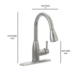 Fairbury Single-Handle Pull-Down Sprayer Kitchen Faucet in Stainless Steel - Super Arbor