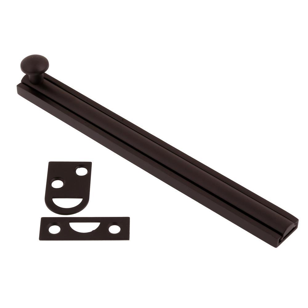 6 in. Solid Brass Satin Nickel Surface Bolt - Super Arbor