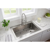 Tight Radius Stainless Steel 33 in. 18-Gauge 2-Hole Single Bowl Dual Mount Kitchen Sink with Grid and Strainer - Super Arbor