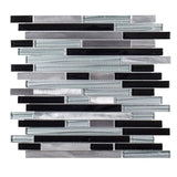 Jeffrey Court Binary Code Gray 11.625 in. x 11.75 in. x 6 mm Interlocking Textured Glass/Stone/Metal Mosaic Tile