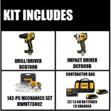ATOMIC 20-Volt MAX Cordless Brushless Compact Drill/Impact Combo Kit (2-Tool) with Mechanical Tool Set (142-Piece) - Super Arbor