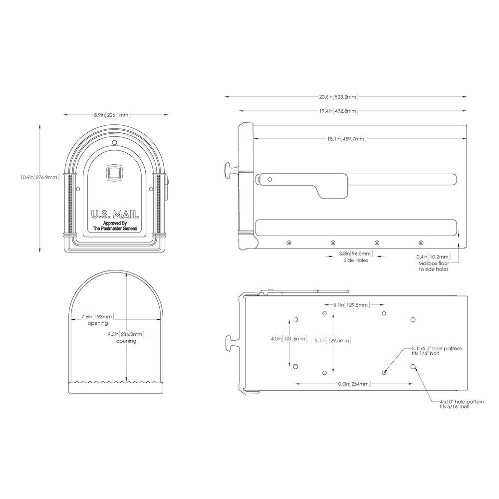Roxbury Post Mount Mailbox Rubbed Bronze with Premium Cast Aluminum Knob and Champagne Flag - Super Arbor