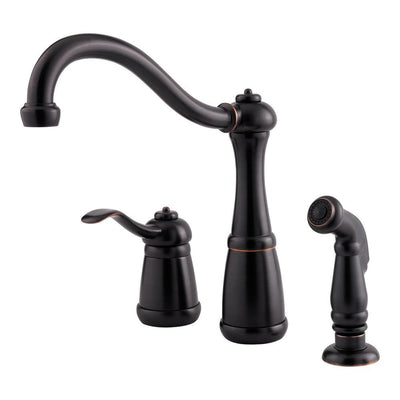 Marielle Single-Handle Side Sprayer Kitchen Faucet in Tuscan Bronze - Super Arbor