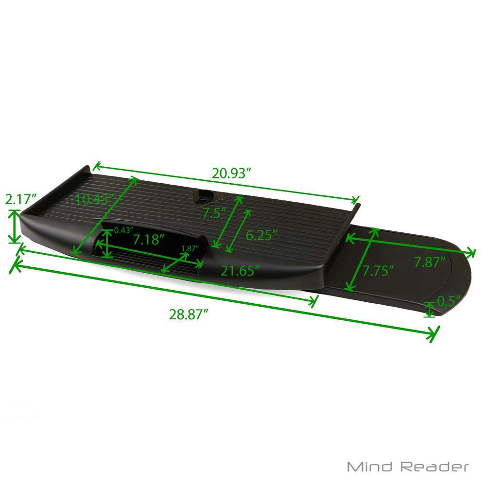 Under Desk Keyboard Holder with Closable Writing Utensil Compartment, Black - Super Arbor