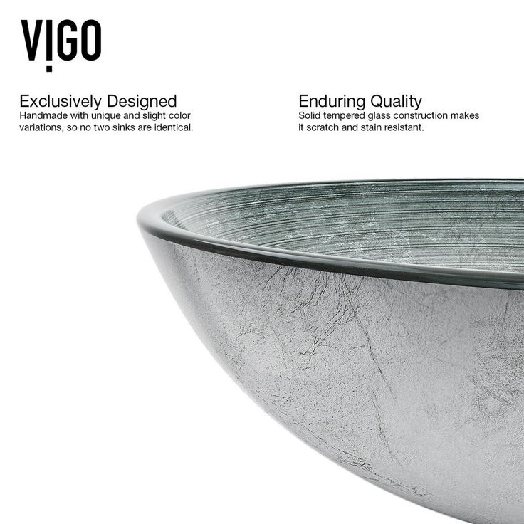 VIGO Handmade Glass Round Vessel Bathroom Sink in Simply Silver