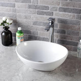 16 in. x 13 in. Vessel Sink Egg Shape Bathroom Ceramic Porcelain Vanity Art Basin Modern in White - Super Arbor