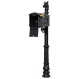 Lewiston Bronze Post Mount Locking Insert Mailbox with decorative Ornate Base and Horsehead Finial - Super Arbor