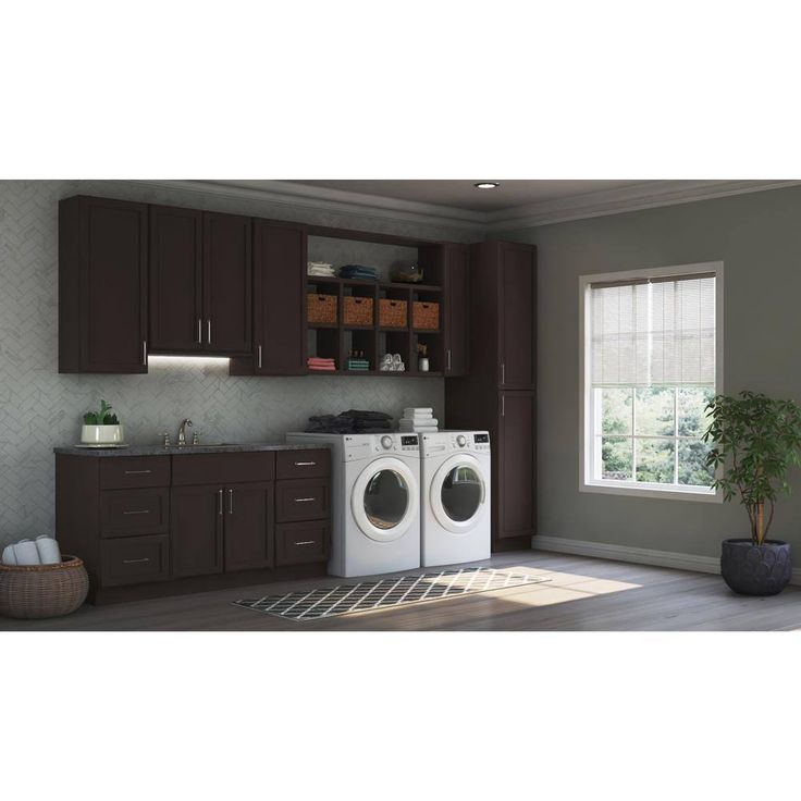 Hampton Bay Shaker 12 in. W x 12 in. D x 42 in. H Assembled Wall Kitchen Cabinet in Java
