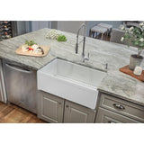 Farmhouse Apron Front Fireclay 33 in. Picture Frame Single Bowl Kitchen Sink in White with Grid and Strainer