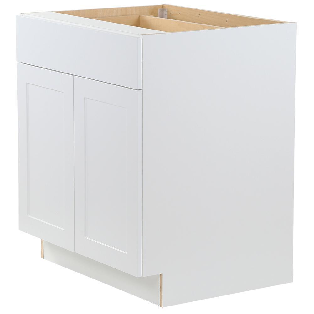 Cambridge Shaker Assembled 30x34.5x24.5 in. Plywood Base Cabinet w/ 1 Soft Close Drawer & 2 Soft Close Doors in White - Super Arbor