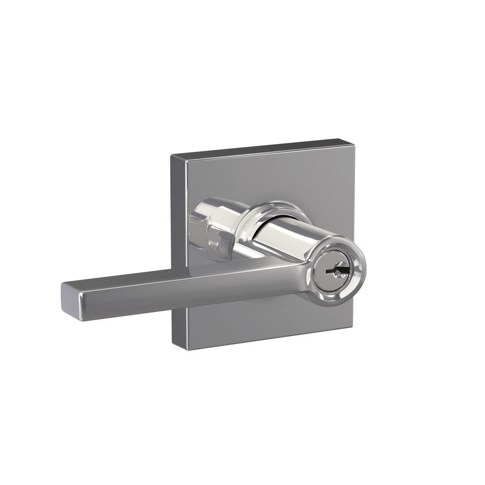Custom Latitude Matte Black Collins Trim Keyed Entry Door Lever - Super Arbor
