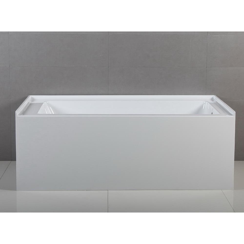 Contemporary 5 ft. Acrylic Right Hand Drain Rectangular Alcove Non-Whirlpool Bathtub in White - Super Arbor
