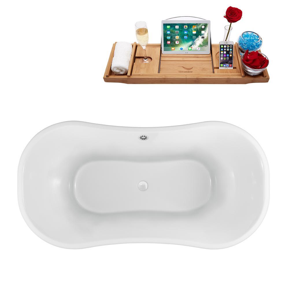 60 in. Acrylic Clawfoot Non-Whirlpool Bathtub in White - Super Arbor