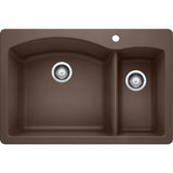 DIAMOND Dual Mount Granite Composite 33 in. 1-Hole 70/30 Double Bowl Kitchen Sink in Metallic Gray - Super Arbor