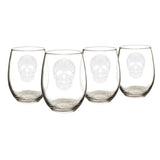 Sugar Skull 21 oz. Stemless Wine Glasses