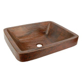 Premier Copper Products Rectangle Skirted Hammered Copper Vessel Sink in Oil Rubbed Bronze