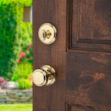 Prestige Avendale Single Cylinder Lifetime Polished Brass Door Handleset with Alcott Door Knob feat SmartKey Security - Super Arbor