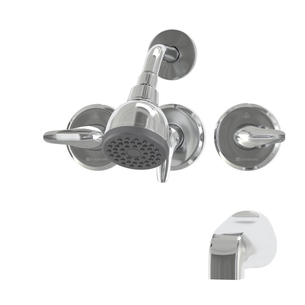 Aragon 3-Handle 1-Spray Tub and Shower Faucet in Chrome (Valve Included) - Super Arbor