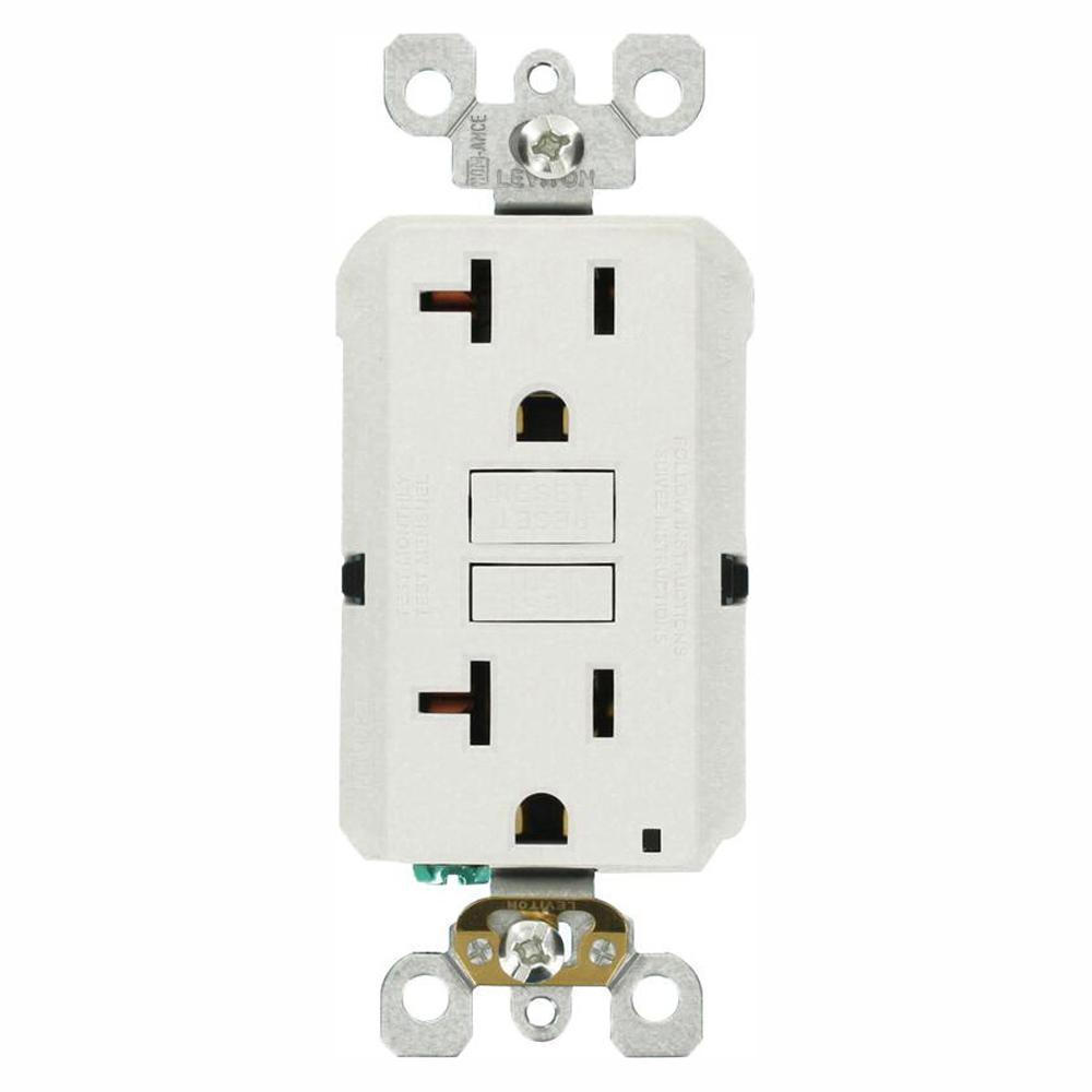 20 Amp Self-Test SmartlockPro Slim Duplex GFCI Outlet, White - Super Arbor
