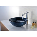 Tempo Series Deco-Glass Vessel Sink in Coiled Blue - Super Arbor