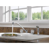 Peerless Chrome 2-Handle Deck-Mount Low-Arc Handle Kitchen Faucet (Deck Plate Included)