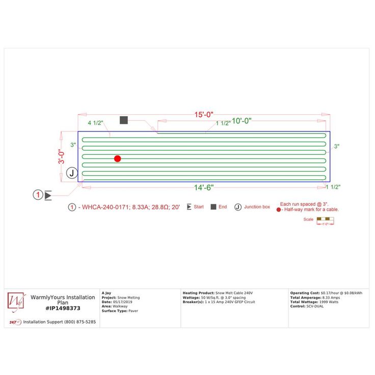 WarmlyYours 171 ft. Snow Melt Cable System with Automatic Control (Covers 42.7 sq. ft)