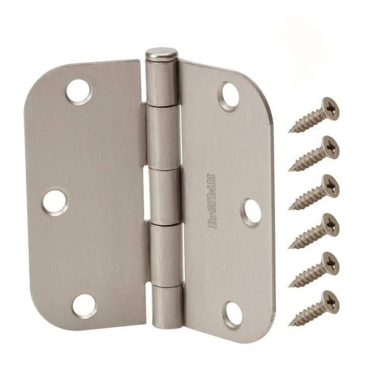 3-1/2 in. x 5/8 in. Radius Satin Nickel Door Hinge Value Pack (12 per Pack)