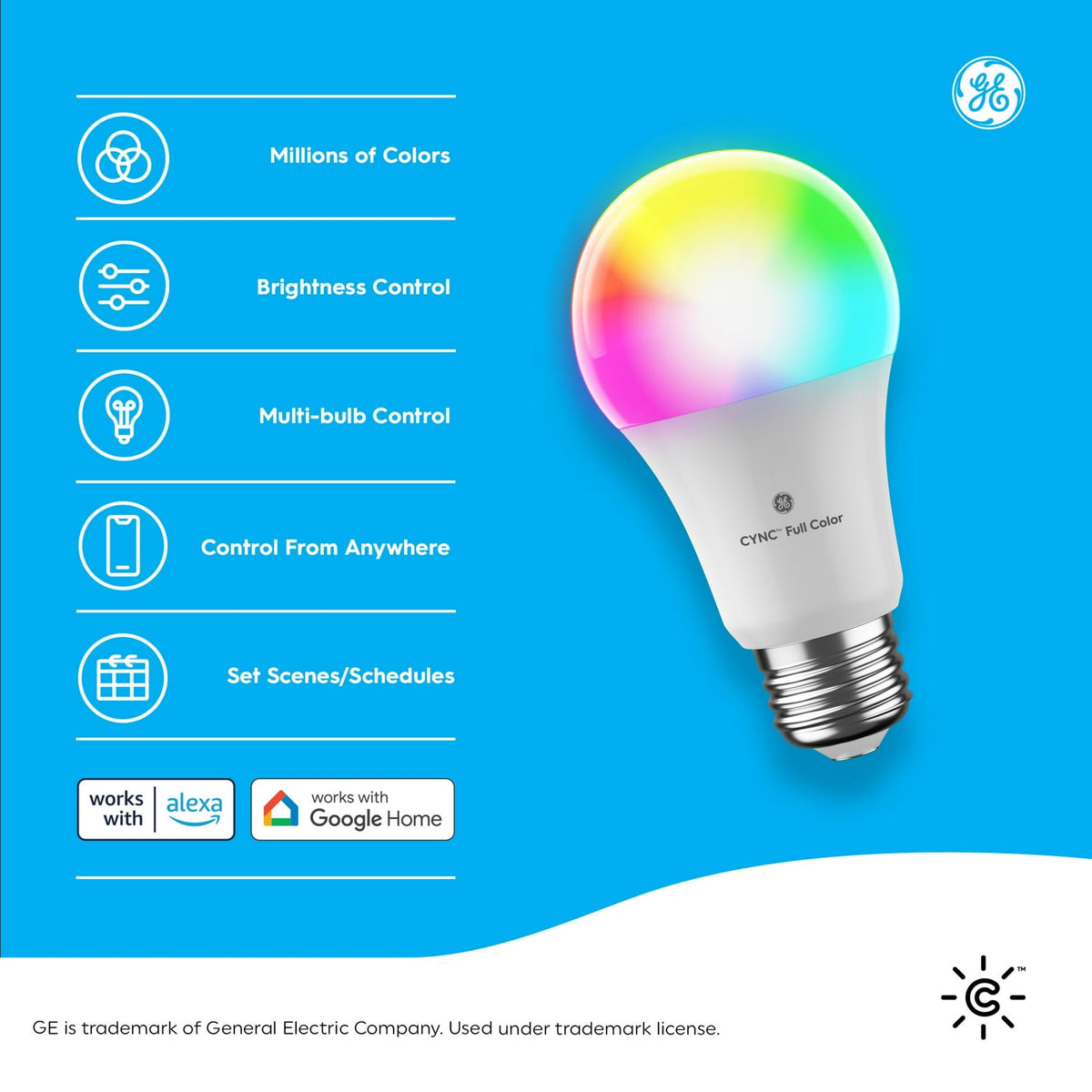 GE C by GE Smart 60-Watt EQ A19 Full Color Dimmable Smart LED Light Bulb