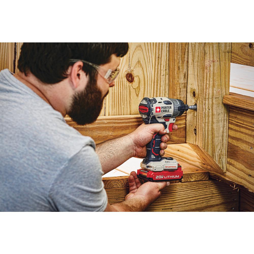 20-Volt MAX Lithium-Ion Brushless Cordless 1/4 in. Impact Driver with 2 Batteries 1.5 Ah and Charger - Super Arbor