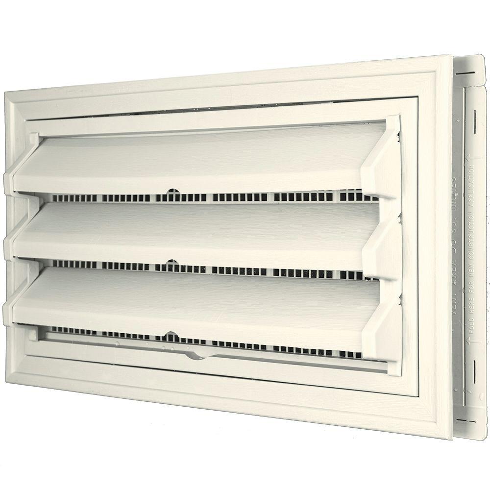 9-3/8 in. x 17-1/2 in. Foundation Vent Kit with Trim Ring and Optional Fixed Louvers (Molded Screen) in #034 Parchment - Super Arbor