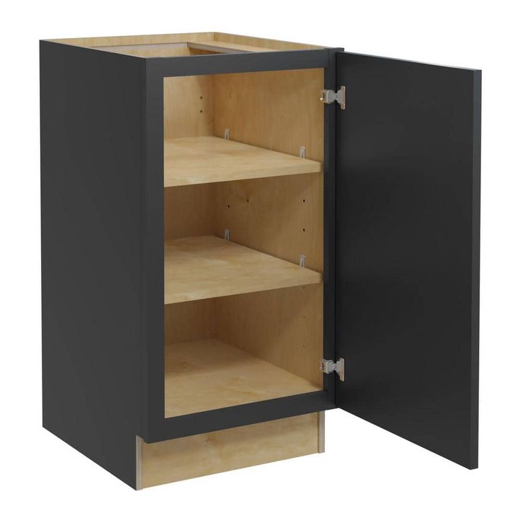 Home Decorators Collection Grayson 18 in. W x 24 in. D x 34.5 in. H Assembled Plywood Full Height Door Base Kitchen Cabinet in Deep Onyx RH