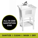 Ergo Tub Freestanding 24 in. x 24 in. Complete Laundry Work Center in White, with Non-Metallic Pull-Out Faucet in Chrome - Super Arbor