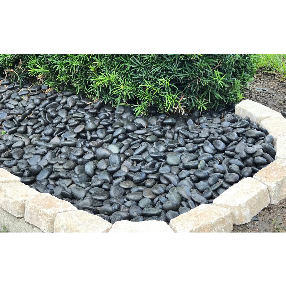 Rain Forest 2 in. to 3 in., 2200 lb. Large Black Grade A Polished Pebbles Super Sack
