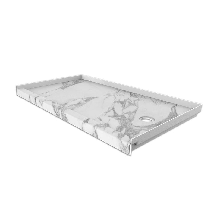 30 in. x 60 in. Single Threshold Shower Base with Right Hand Drain in Calacatta White - Super Arbor