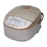 8-Cup Beige Rice Cooker with Steam Basket and Built-In Timer