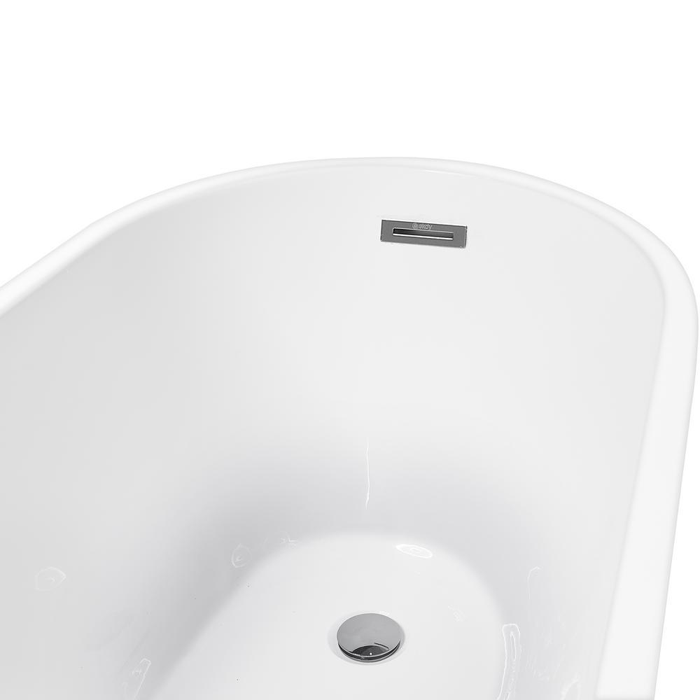 59 in. Acrylic Oval Slipper Flatbottom Freestanding Bathtub in Glossy White - Super Arbor