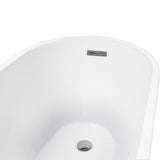 59 in. Acrylic Oval Slipper Flatbottom Freestanding Bathtub in Glossy White - Super Arbor