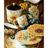Sunflower Fields 16-Piece Seasonal Multicolored Earthenware Dinnerware Set (Service for 4)