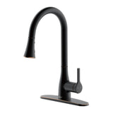 Classic Series Single-Handle Pull-Down Sprayer Kitchen Faucet in Matte Black - Super Arbor
