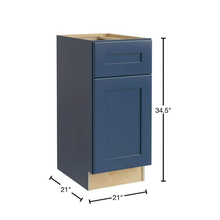 Home Decorators Collection Newport Blue Painted Plywood Shaker Assembled Sink Base Kitchen Cabinet Soft Close 21 in W x 21 in D x 34.5 in H