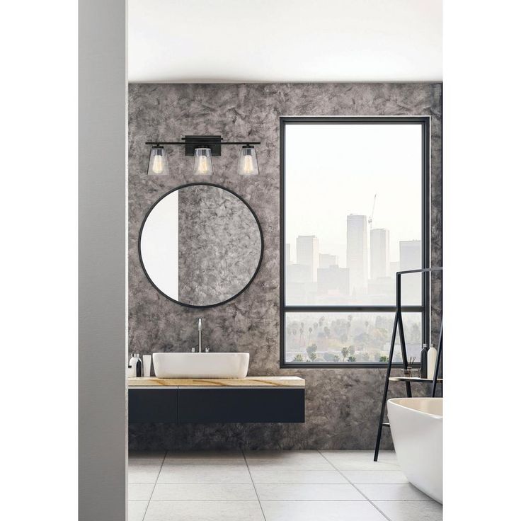 24 in. 3-Light Black Vanity Light