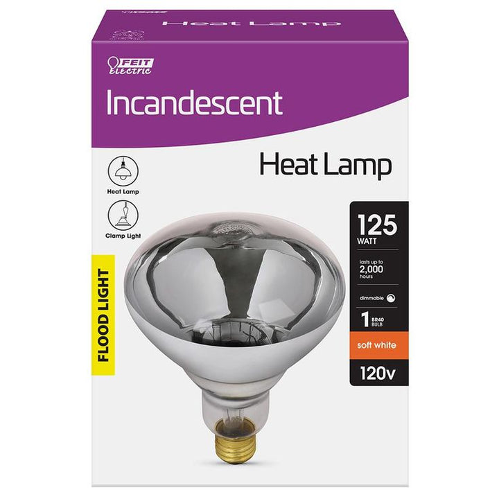 Feit Electric 125-Watt Clear BR40 Dimmable Incandescent 120-Volt Infrared Heat Lamp Light Bulb (1-Bulb)