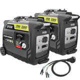 RYOBI 2,200-Watt Gray Gasoline Powered Digital Inverter Generator with Parallel Combo Kit