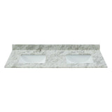 61 in. W x 22 in. D x .75 H Granite Double Basin Vanity Top in Glacier White with White Basins - Super Arbor