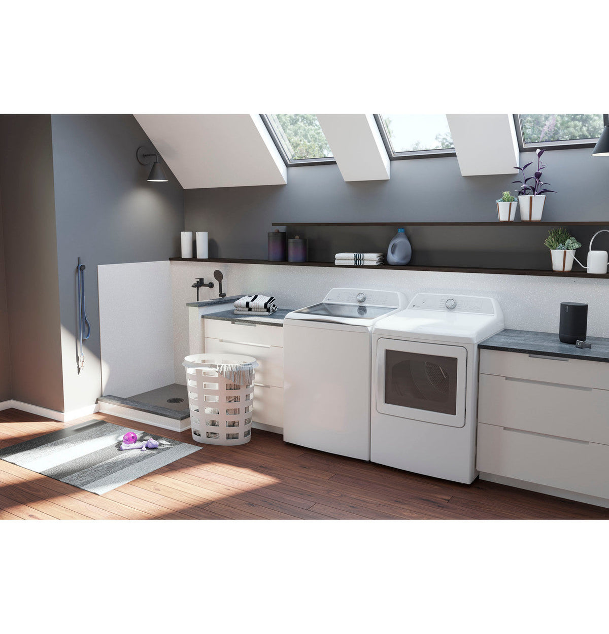 GE Profile 7.4-cu ft Reversible Side-Swing Door Gas Dryer (White) ENERGY STAR, PTD60GBSRWS