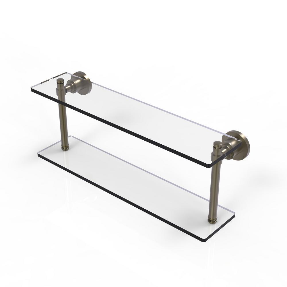 Washing Square Collection 22 in. 2-Tiered Glass Shelf in Matte Black - Super Arbor